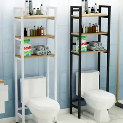 Bathroom floor shelves photo