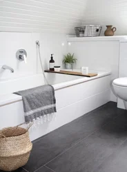 Bathroom interior with gray floor