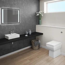 Bathroom interior with gray floor