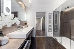 Bathroom interior with gray floor