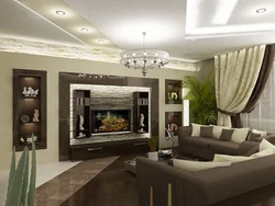 Ақ Және Қоңыр Реңктердегі Қонақ Бөлмесінің Дизайны