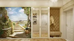 Photo wallpaper on the wall in the hallway photo