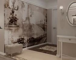 Photo wallpaper on the wall in the hallway photo