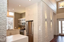 Bark beetle photo plaster in the kitchen