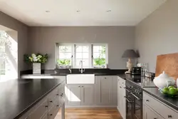 Kitchen interior if the walls are gray