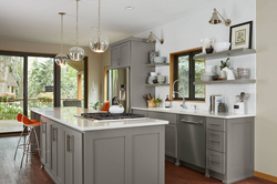 Kitchen interior if the walls are gray