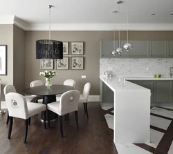 Kitchen interior if the walls are gray