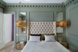 Sockets above the bedside table in the bedroom photo