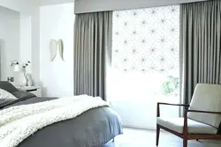 Blackout curtains in the bedroom interior photo