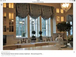 French curtains in the kitchen interior