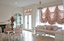 French curtains in the kitchen interior