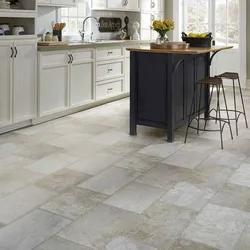 Daxili fotoşəkil mətbəxində plitələr altında linoleum