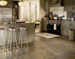 Linoleum under tiles in the interior photo kitchen