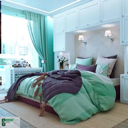 Bedroom design in mint tones