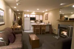 The kitchen has been moved to the living room photo