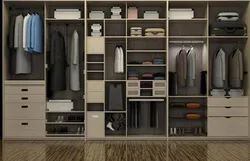 Interior filling of a wardrobe in a bedroom photo