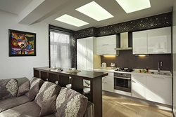 Design Of Built-In Kitchen Living Room