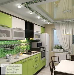 Beige-green kitchen in the interior