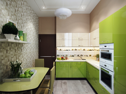 Beige-green kitchen in the interior