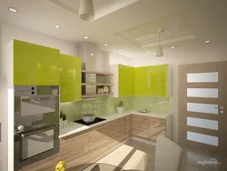 Beige-green kitchen in the interior