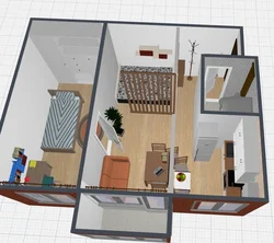 Design of a 2-room apartment in Khrushchev, adjacent rooms