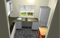 Kitchen design in Khrushchev with a window sill photo