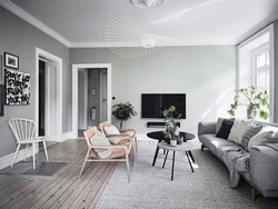 Gray floor in the bedroom interior