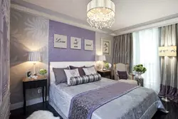 Photo of lilac gray bedroom