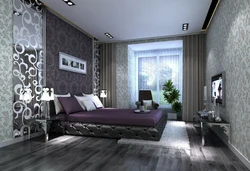 Photo of lilac gray bedroom