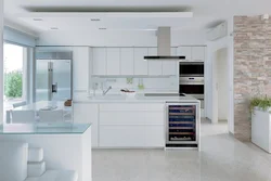 Free-Standing Refrigerator In The Interior Of The Kitchen Living Room