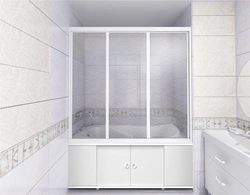Plastic curtain for the bathroom photo