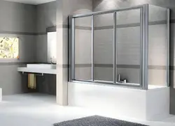 Plastic curtain for the bathroom photo
