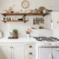 Kitchen with shelves real photos