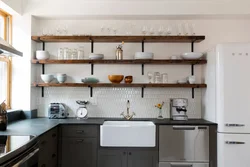 Kitchen with shelves real photos