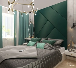 Bedroom design in emerald color photo