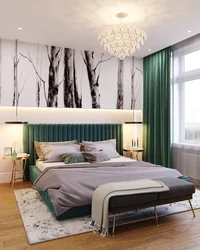 Bedroom design in emerald color photo