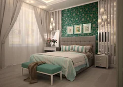 Bedroom design in emerald color photo