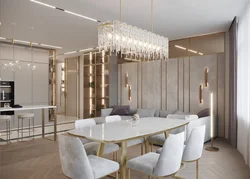 Interior Design Of Living Room Floor With Kitchen