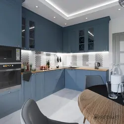 Gray blue kitchen design