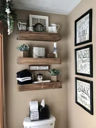 Beautiful shelves in the bathroom photo