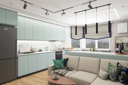 Track lamps in the kitchen in the interior photo