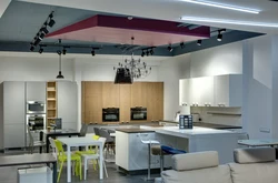 Track lamps in the kitchen in the interior photo