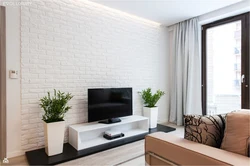 Living Room Design With Decorative Brick Trim