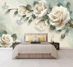 3D wallpaper in the bedroom interior