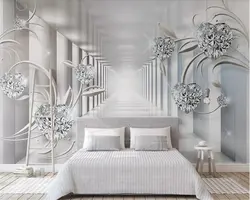 3D wallpaper in the bedroom interior