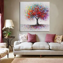 Large paintings in the living room interior