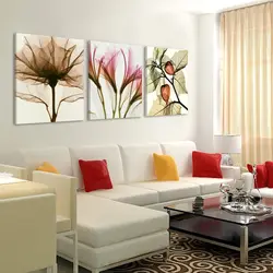 Large paintings in the living room interior