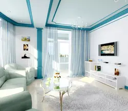 Interior in white and blue tones living room