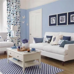 Interior In White And Blue Tones Living Room