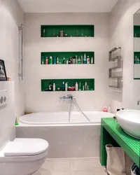 Divar dizaynında vanna otağı rəfləri
